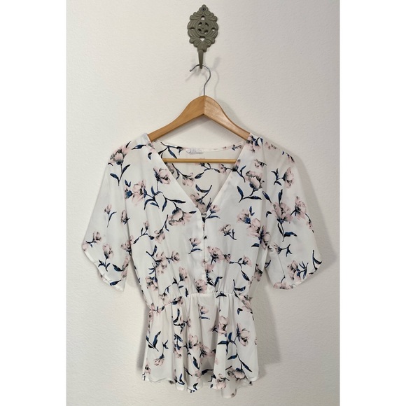 Sienna Sky • Floral White Sheer Buttoned Feminine Blouse - Picture 1 of 14